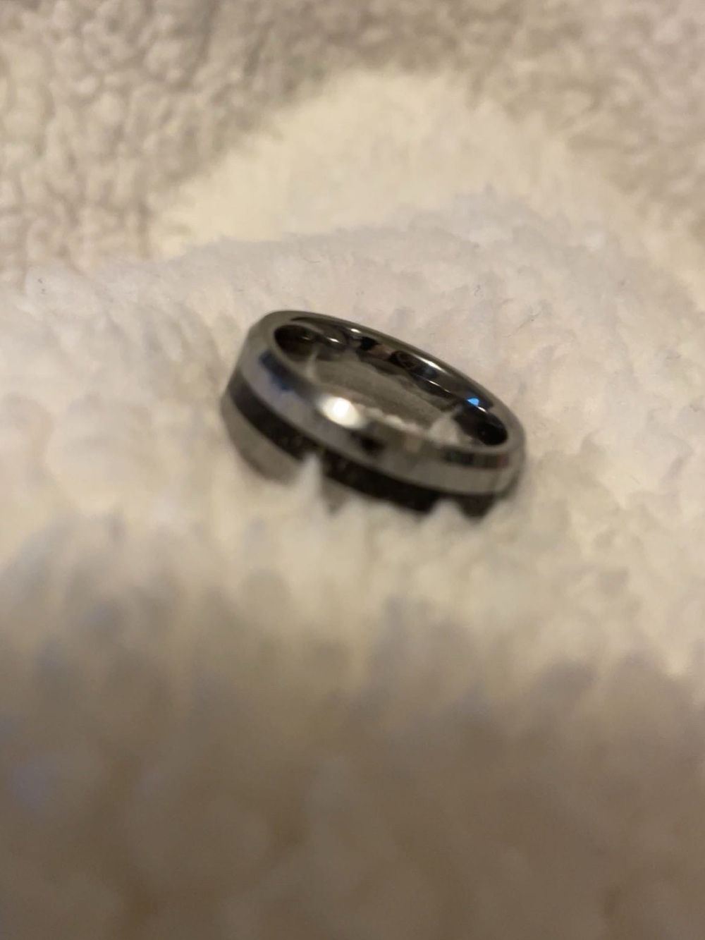 Men's Black and Silver Stainless Steel Ring